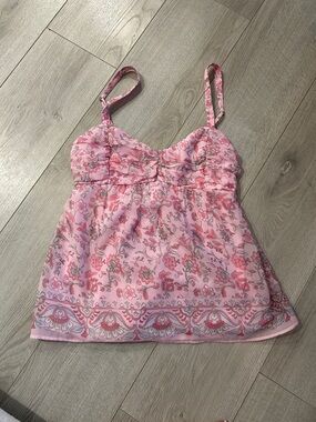 Hollister Pink Floral Spaghetti-Strap Tank Top
